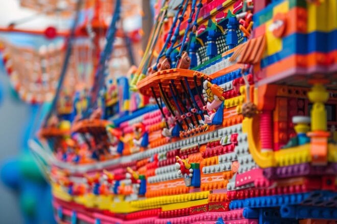 Illustration. Un voilier construit en Lego.