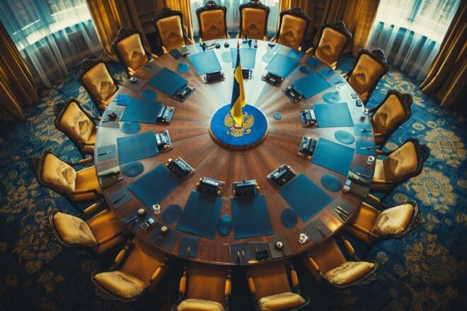 Illustration. Une table ronde pour l'Ukraine.