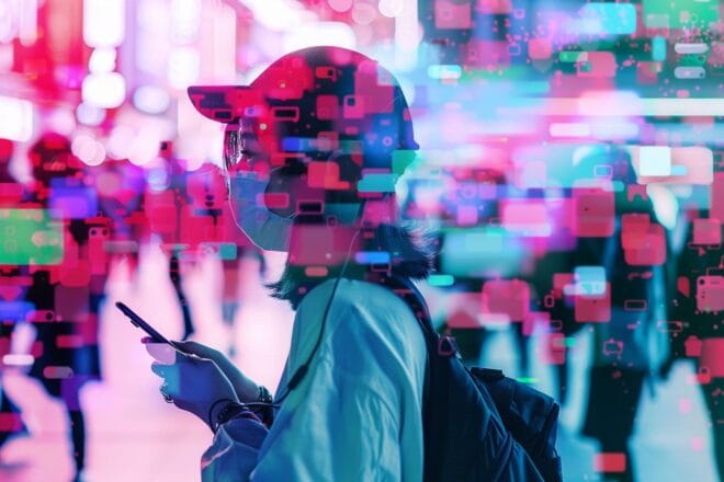 Illustration. Un ado sur un smartphone.