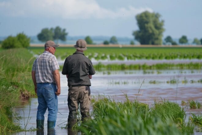 Illustration. Une surface agricole inondée.