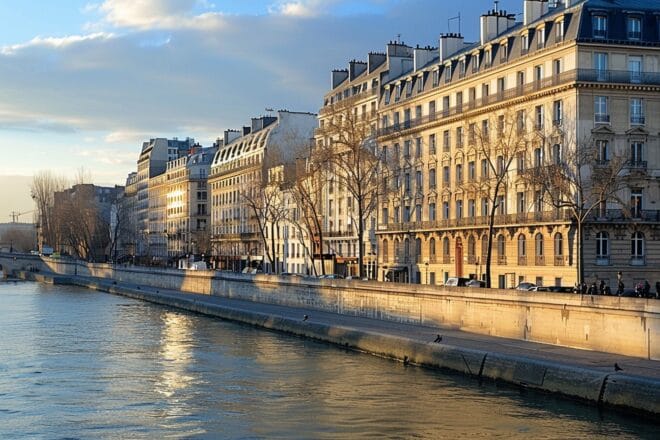 Illustration. Quai Voltaire, Paris.