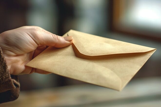 Illustration. Une enveloppe mystérieuse.