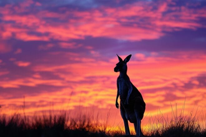 Illustration. La silhouette d'un kangourou.