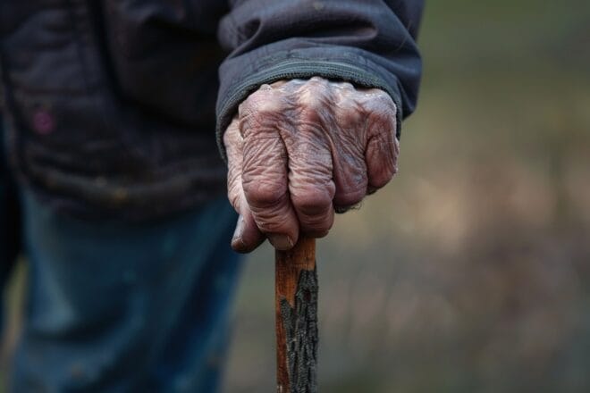 Illustration. La main d'une personne âgée.