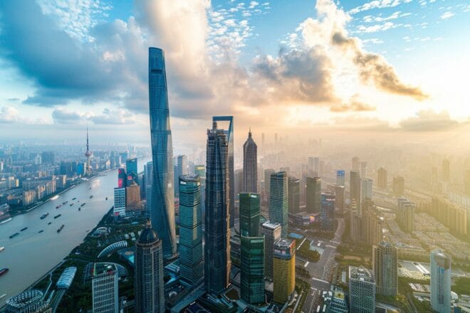 Illustration. Une vue de Shanghai.