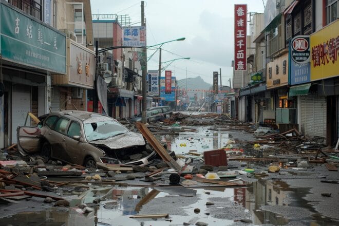 Illustration. Conséquences d'un séisme à Taiwan.