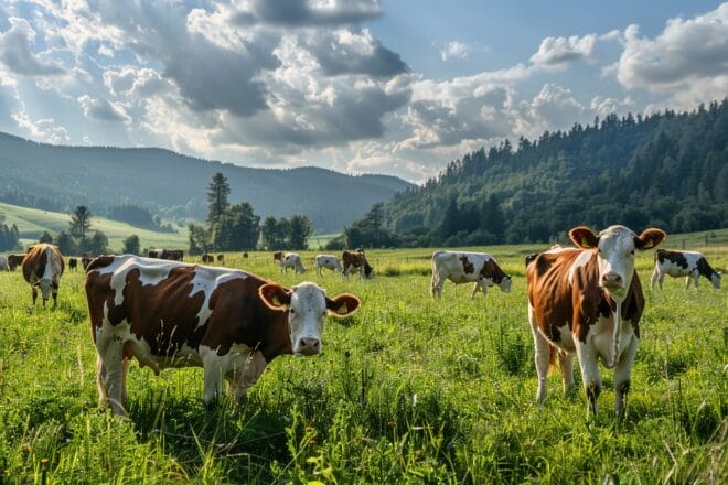 Illustration. Des vaches laitières.