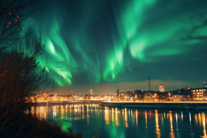 Illustration. Une aurore boréale.