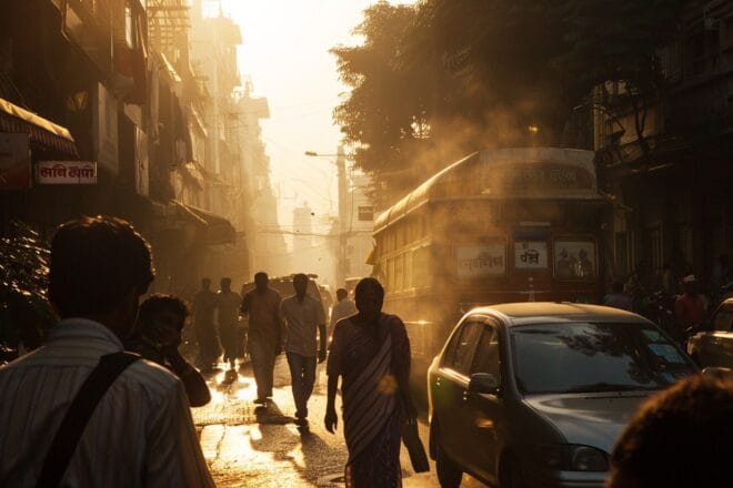 Illustration. Chaleur étouffante à Bombay.
