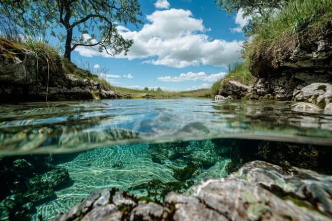 Illustration. Un cours d'eau, une rivière.