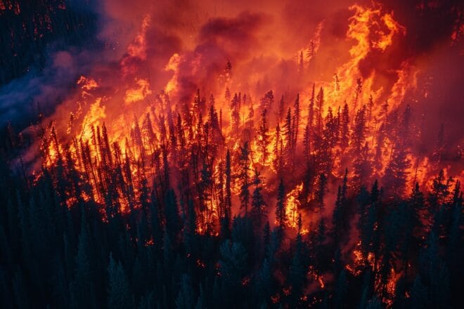 Illustration. Un feu de forêt important.