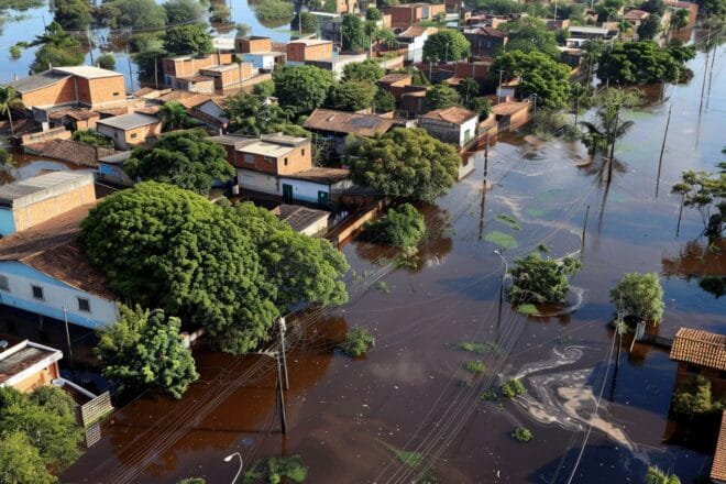 Illustration. Un quartier inondé dans le sud du Brésil.