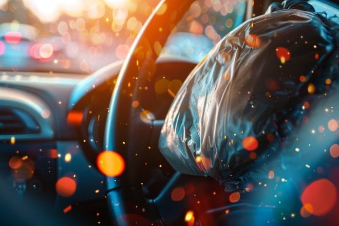 Illustration. Le déploiement d'un airbag.