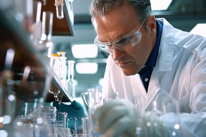 Illustration. Un chercheur en laboratoire.