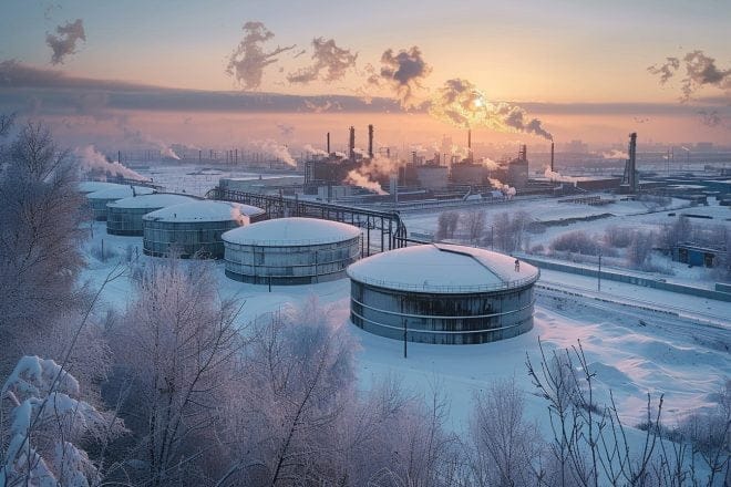 Illustration. Un dépôt de pétrole.