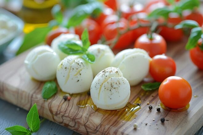 Illustration. De la mozzarella fraîche.