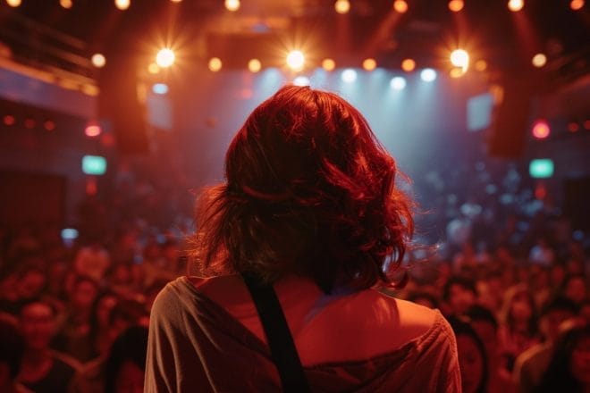 Illustration. Une chanteuse sur scène.