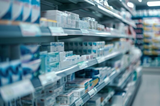Les rayons d'une pharmacie.
