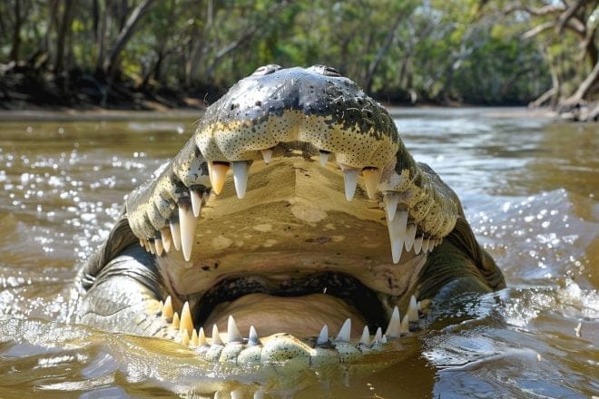Illustration. la gueule d'un crocodile.