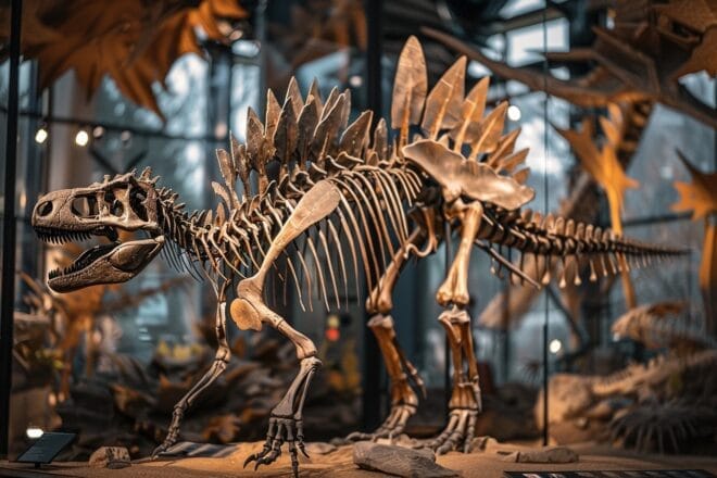 Illustration. Un squelette de dinosaure.