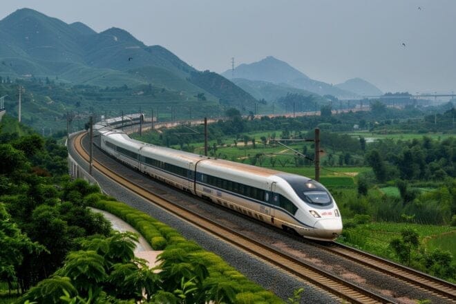 Illustration. Un train rapide en Chine.