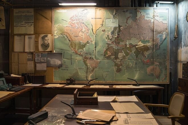 Illustration. Une salle qui fleure bon le roman d'espionnage.