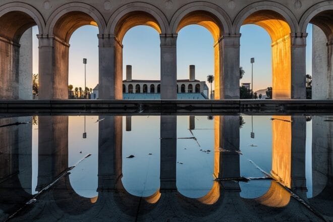 Illustration. Le Los Angeles Memorial Coliseum.