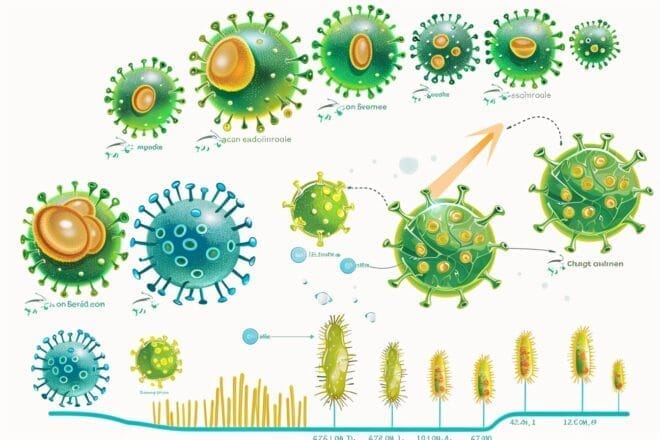 Illustration. Le cycle de vie d'un virus.