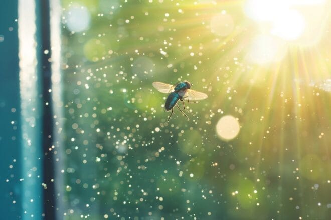 Illustration. Une mouche bleue.