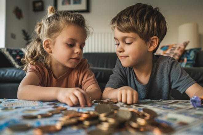 Image d'illustration. Des enfants comptent leur argent de poche
