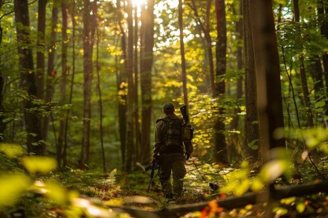 Image d'illustration. Chasseur en forêt.