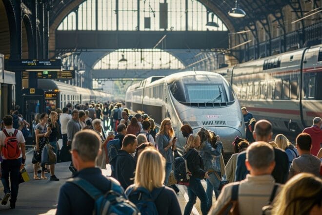 Image d'illustration. Une gare et des voyageurs à la SNCF