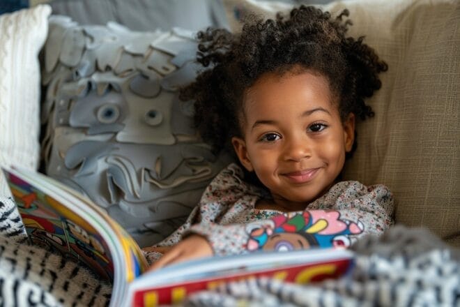 Image d'illustration. Un enfant lisant un magazine