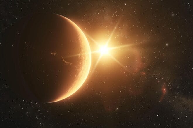 Image d'illustration. Exoplanete et son étoile.