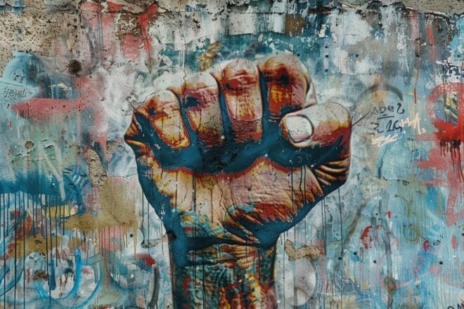 Image d'illustration. Un poing levé illustrant la solidarité.