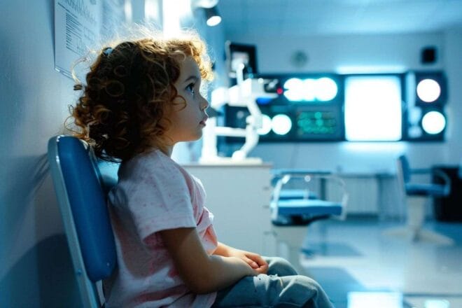 Image d'illustration. Enfant et examen de la vue.