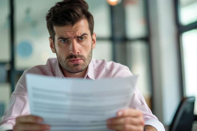 Homme document facture