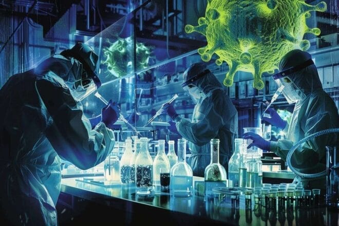 Image d'illustration. Représentation artistique du virus en laboratoire