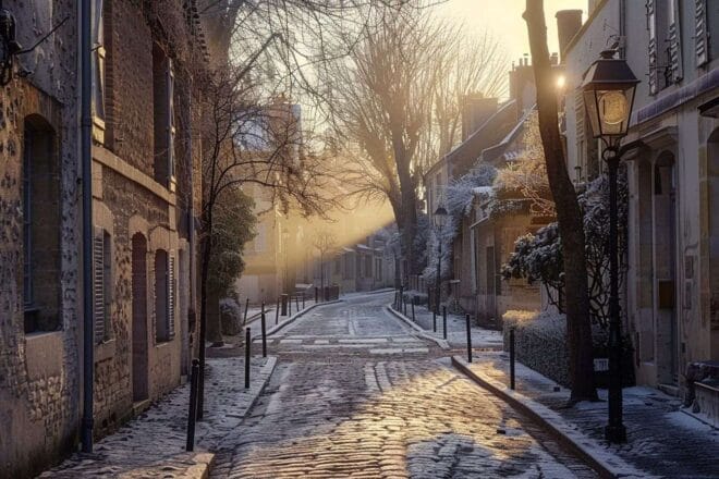 Image d'illustration. Rue givrante dans une ville française