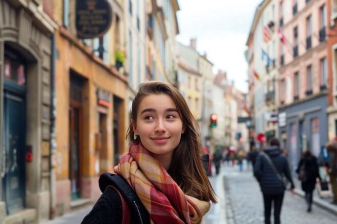 Image d'illustration. Une étudiante en centre ville heureuse de sa bourse du collège et lycée