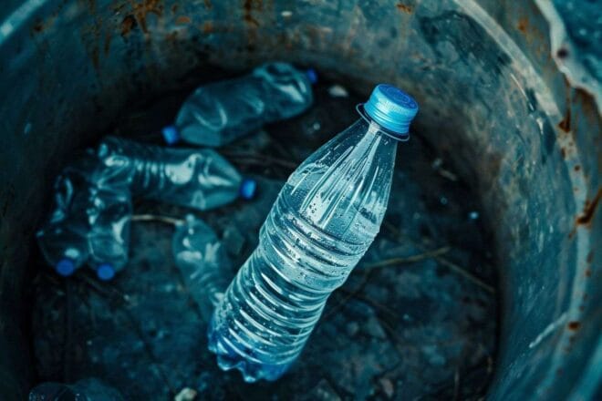 Image d'illustration. Bouteille de plastique vide en recyclage