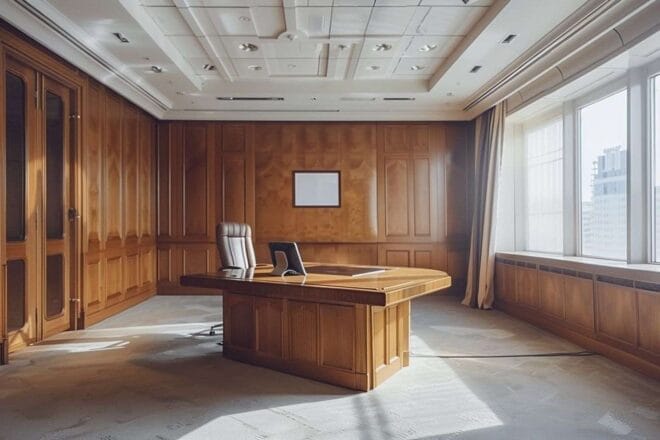 Image d'illustration. Bureau déserté de luxe anciennement utilisé par les dirigeants
