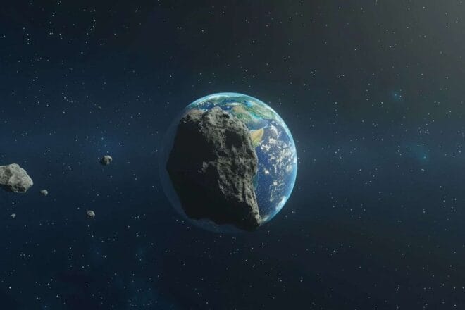 Image d'illustration. La Terre et un astéroïde en approche.