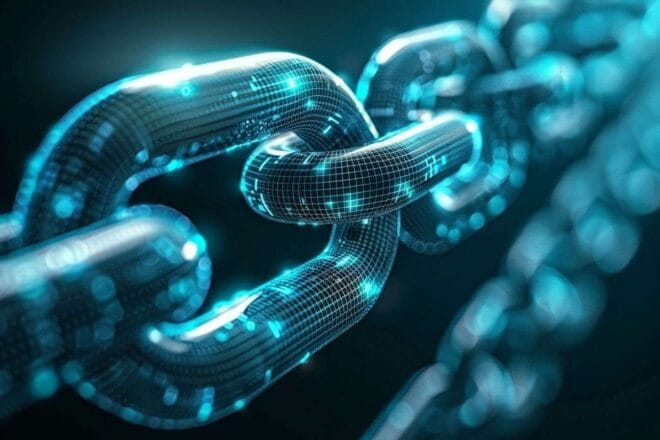 Image d'illustration. Image abstraite de la technologie blockchain