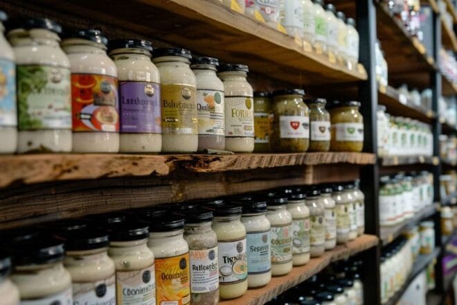 Image d'illustration. Pots de mayonnaise variés