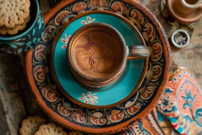 Vue de dessus d une tasse de café