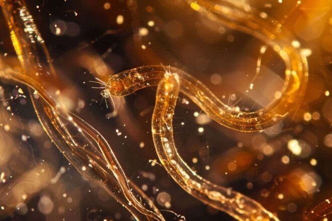 Image d'illustration. Gros plan de nématodes dans le sol