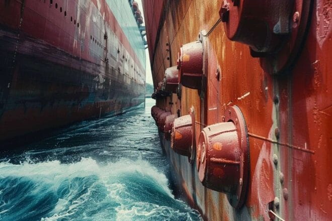 Image d'illustration. Gros plan d un navire traversant le canal de panama.