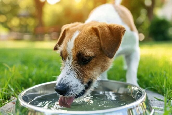 Image d'illustration. Chien qui se désaltère.
