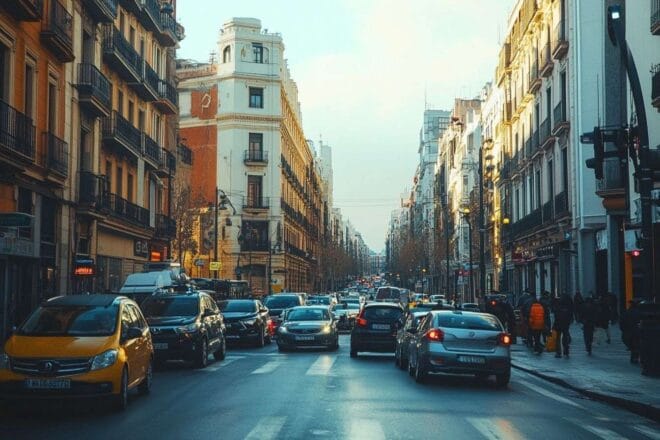 Image d'illustration. Embouteillage dans une rue espagnole